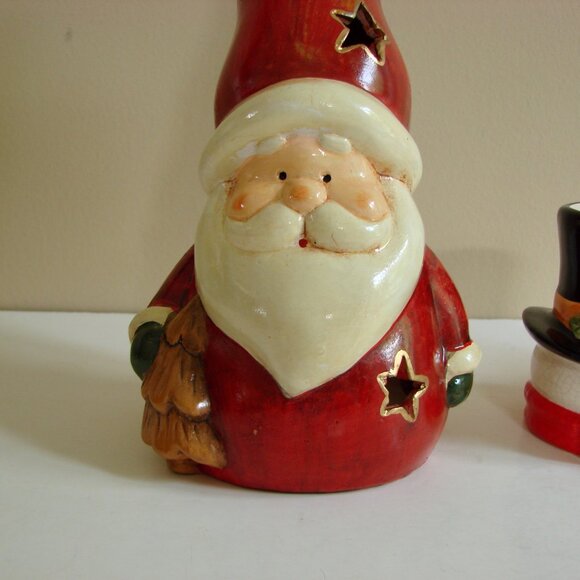 4 Christmas Candle Votive Tealight Holders Santa Snowmen Angel - Picture 6 of 11